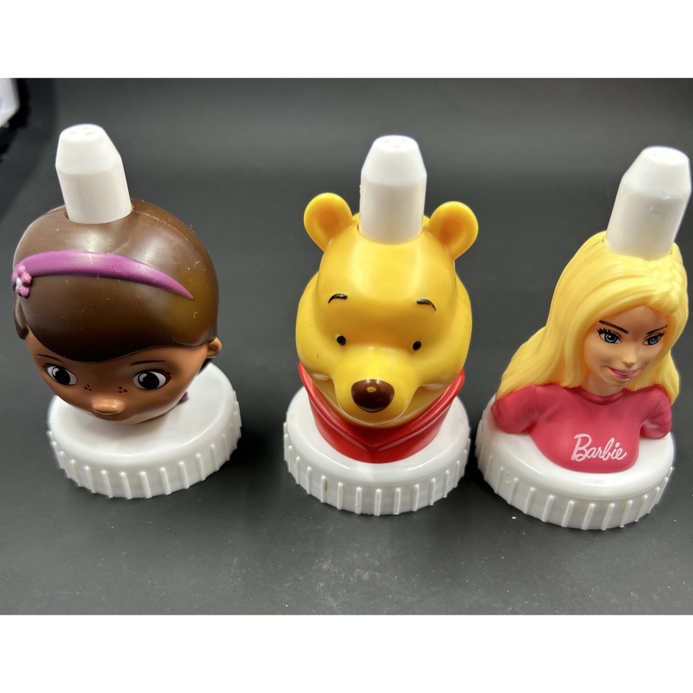 Good‎ 2 Grow Juice Topper Top Lot Of 3:  Barbie Doc McStuffins & Winnie The Pooh